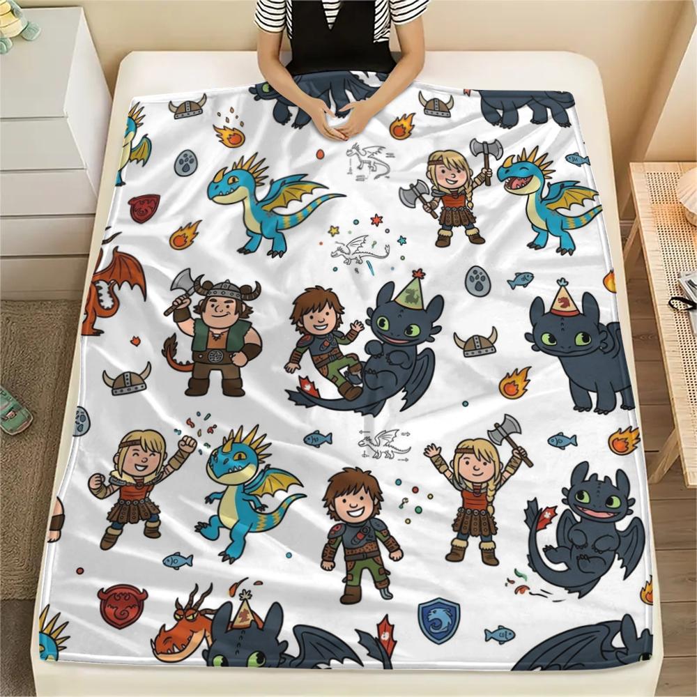 How to Train Your Dragon Flannel Blanket Lovely Print Fit For Bedroom Chair Sofa Bed Travel Picnic -HE15 75x90cm
