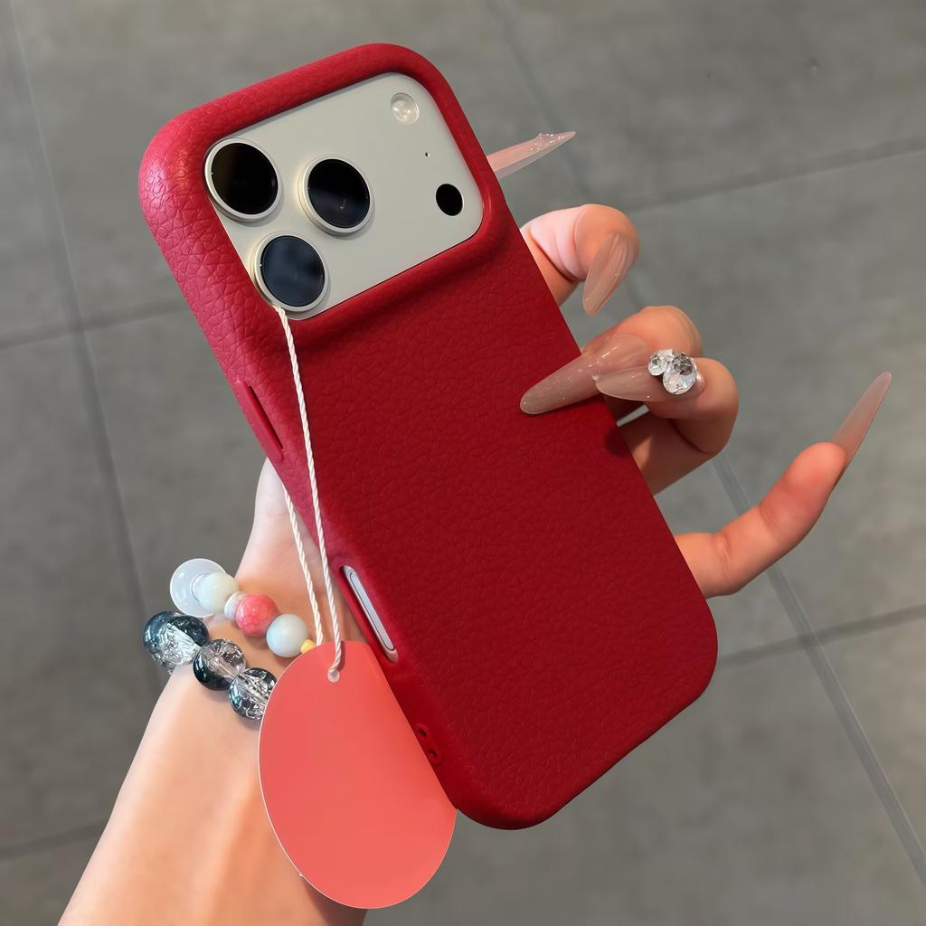 Luxury Lychee Leather Texture Phone Case For iPhone 17 Pro Max 17 Air 16 Plus 15 14 13 12 Pro Max Candy Shockproof Soft Cover