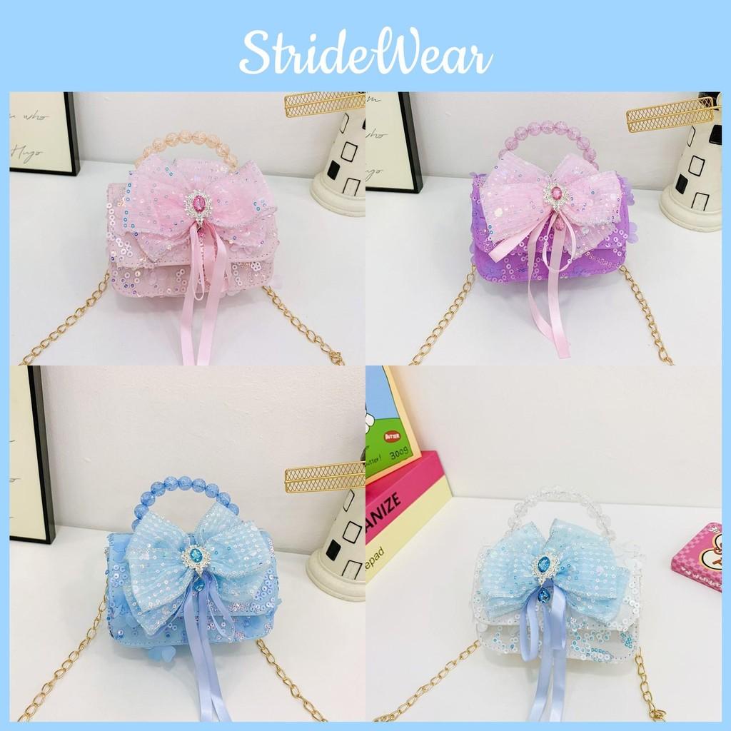Crossbody Trendy Bag For Kids With Elegant Bow Design And Colorful Sequined Finish