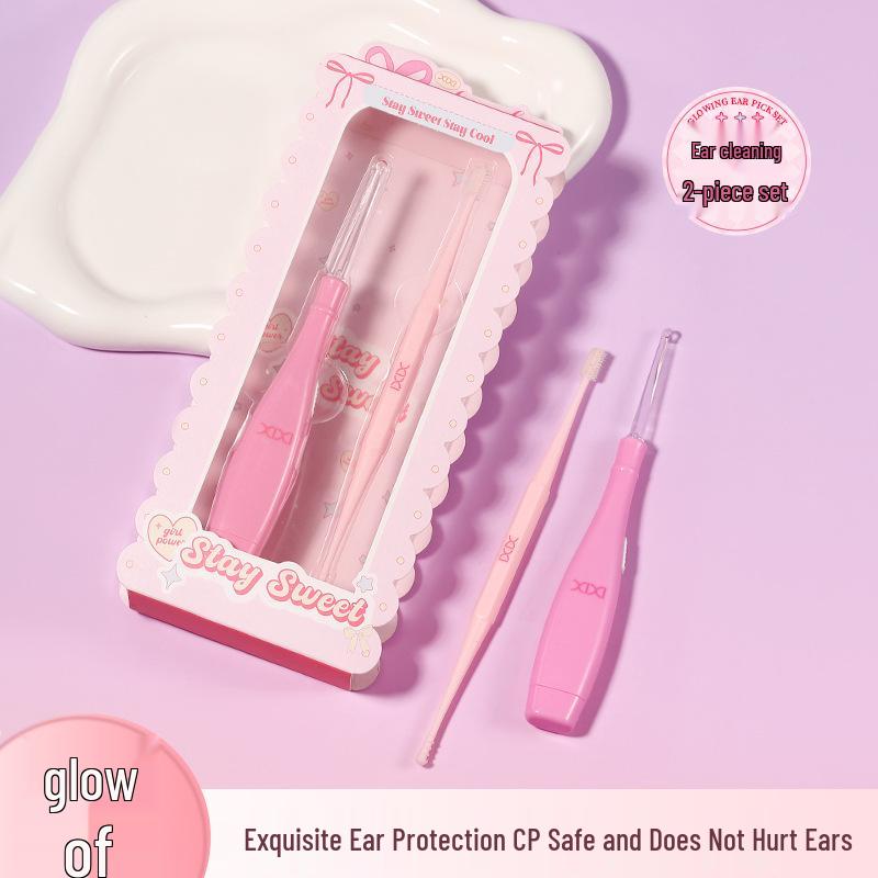 Xixi Luminous 2-Piece Ear Pick Set with Light - Spiral Ear Cleaning Tool