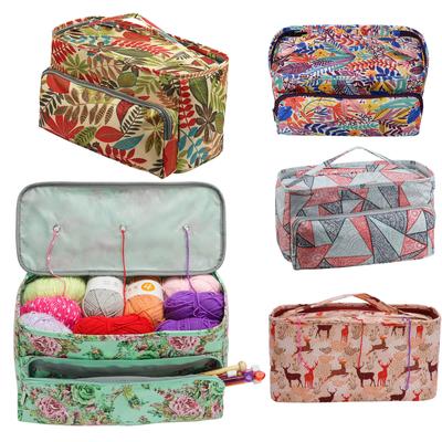Empty Knitting Tote Yarn Storage Case Carrying Knitting Needles Crochet Hooks Sewing Accessories Organizer Bag