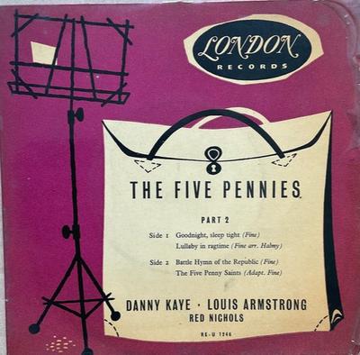 7inch Record DANNY KAYE & LOUIS ARMSTRONG - The Five Pennies Part 2 REU1246 London Records 1958 UK Soundtracks & Musicals Used