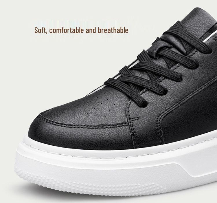 Men's 8CM Height Increasing White Sneakers - Large Size, Thick Sole, Casual Sports Shoes