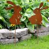 Decorative Garden Stakes Easter Iron Cute Bunny Ground Insert Home Outdoor Decoration Supplies Garden Plug Photo Props For