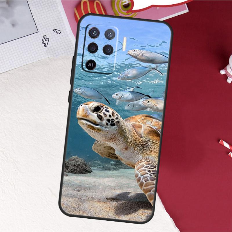 Cute Cartoon Turtles Case For Oppo A17 A57 A77 A74 A54 A94 A78 A98 A18 A60 A80 A40 A38 A58 A96 A76 A16 A15 A5 Pro