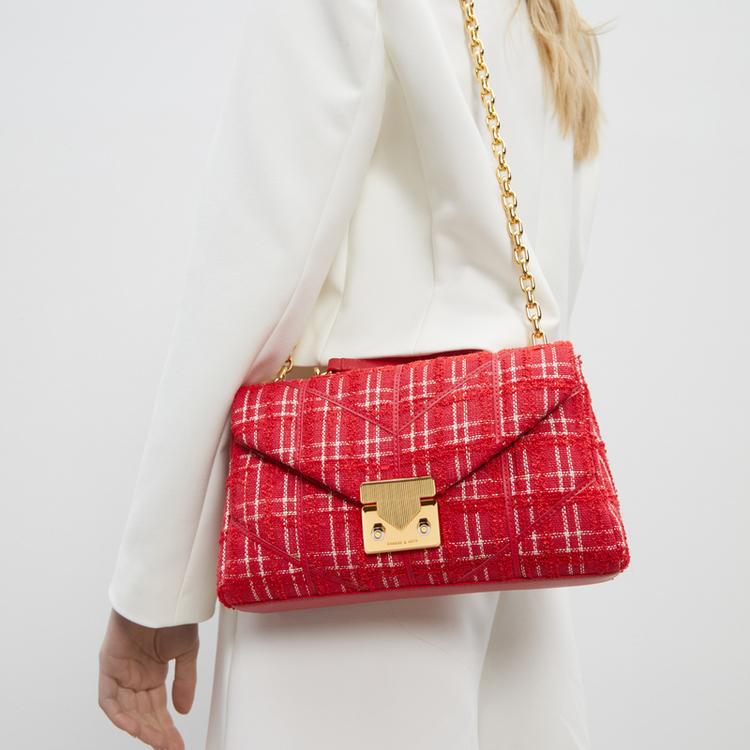 New CHARLES&KEITH Wedding Collection PU Shoulder Bag Small Square Bag Shoulder Bag Medium Size Women's Multicolor CK2-20671469