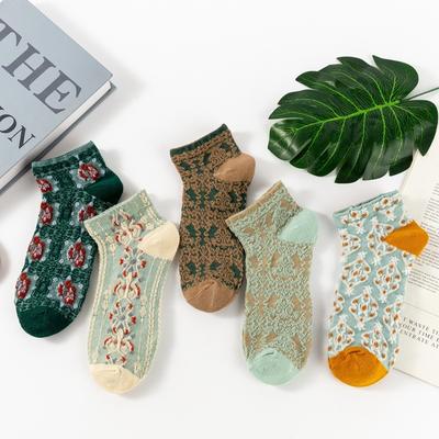 10 Paar Retro Hofstil Socken, Damen Kurze Socken, Damen Frühling und Sommer Kurze Socken, Füßlinge, Frühling und Sommer Baumwollsocken
