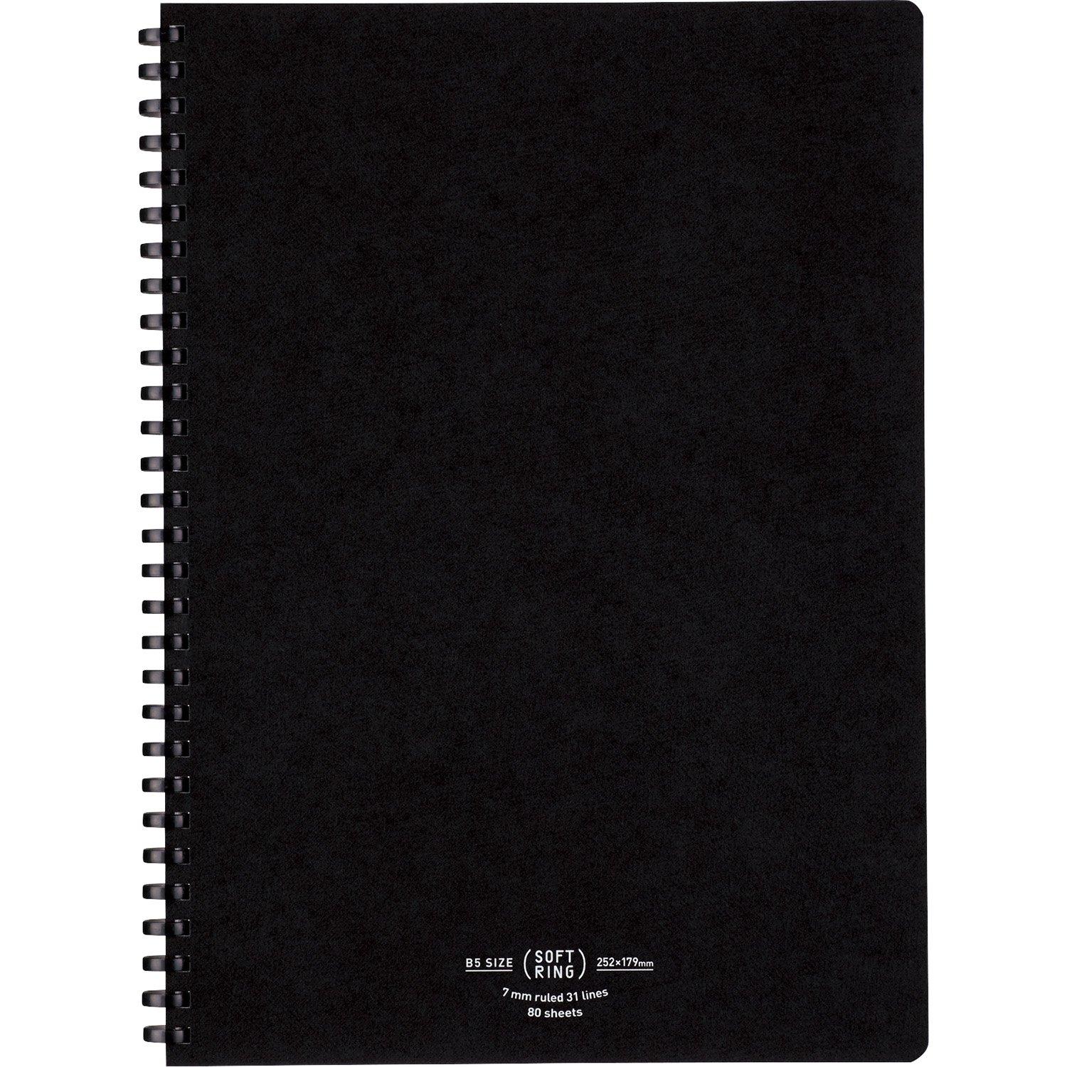 

KOKUYO Soft Ring 80 Notebook, Natural, pages, Semi-B5 size, A-ruled, Black, Su-SV608A-D чёрный