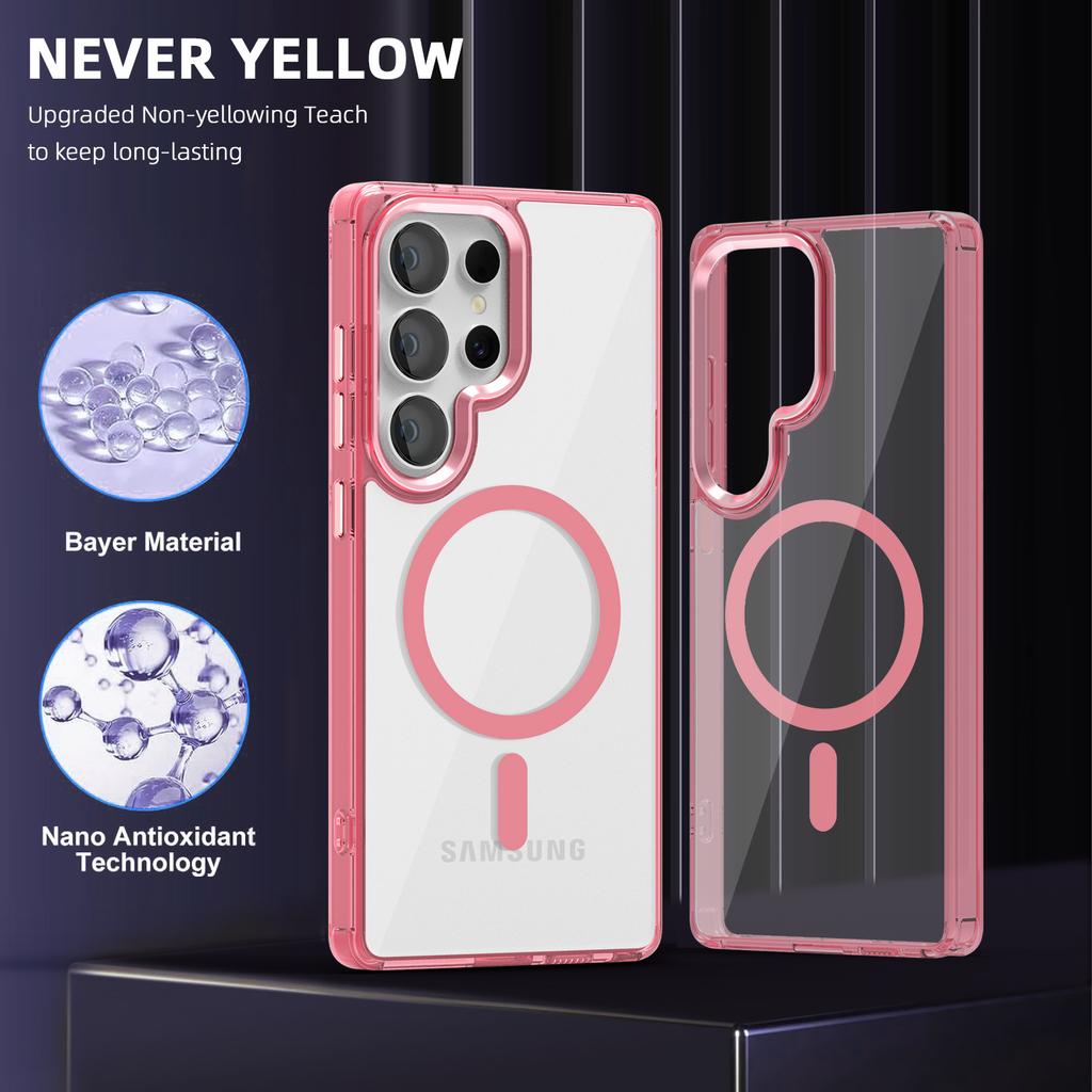Ice Color Magnetic Attraction Is Suitable for Samsung S25ULTRA Phone Cases. S24 Is Highly Transparent and Does Not Turn Yellow. A56 Is Shockproof