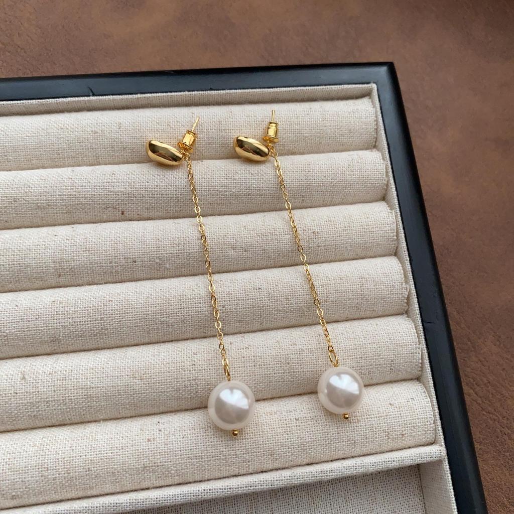 Eleganckie Długie Kolczyki z Perłowym Chwostem - Wysokiej klasy Moda Luksusowy Styl Wiszący