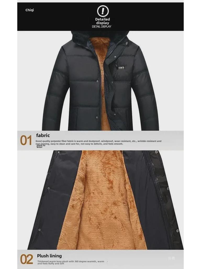 Men's Winter Cotton-Padded Jackets & Coats: Plush, Thickened, Ideal for Middle-Aged & Elderly Dads.