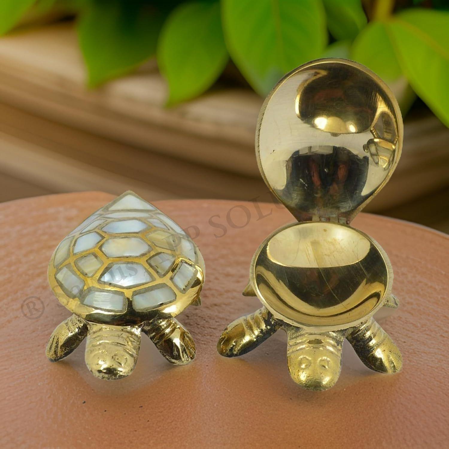 Salvus APP SOLUTIONS Religious Golden Brass Diamond-Shaped Wish Fulfilling Tortoise Turtle