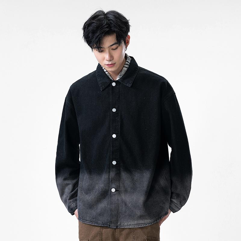 

Американская рабочая джинсовая рубашка мужская с длинным рукавом повседневная весенне-летняя ретро-топ модная куртка M чёрный