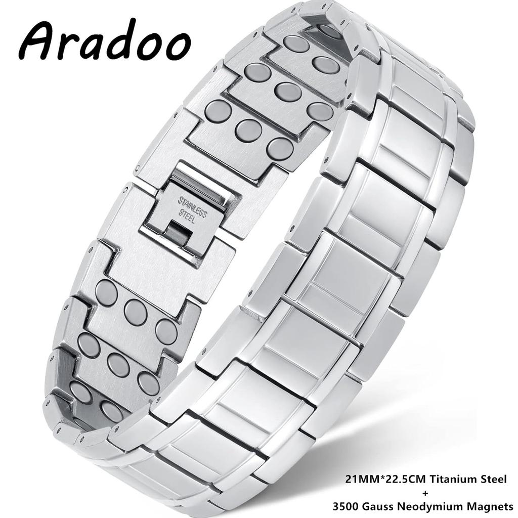 Premium Titanium Steel Bracelets for Men with 3X Ultra Strenth Magnetic Wristband Jewelry Gifts