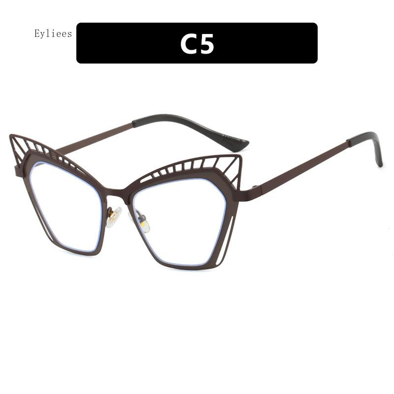 

New Transparent Glasses Womens Flat Lens Brand Metal Frame Flat Lens Anti Blue Light Glasses UV Protection