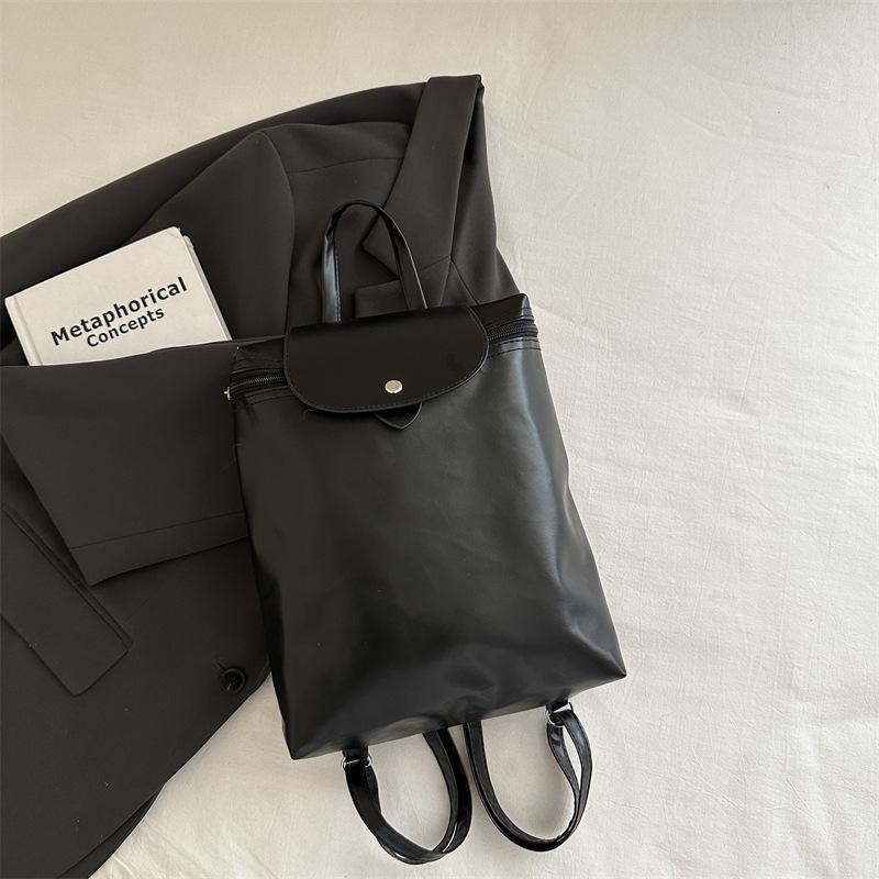Schoolbag Texture Double Backpack Women's New Backpack Fashion Solid Color Schoolbag Female College Student Travel Bag Student Bag Wholesale
