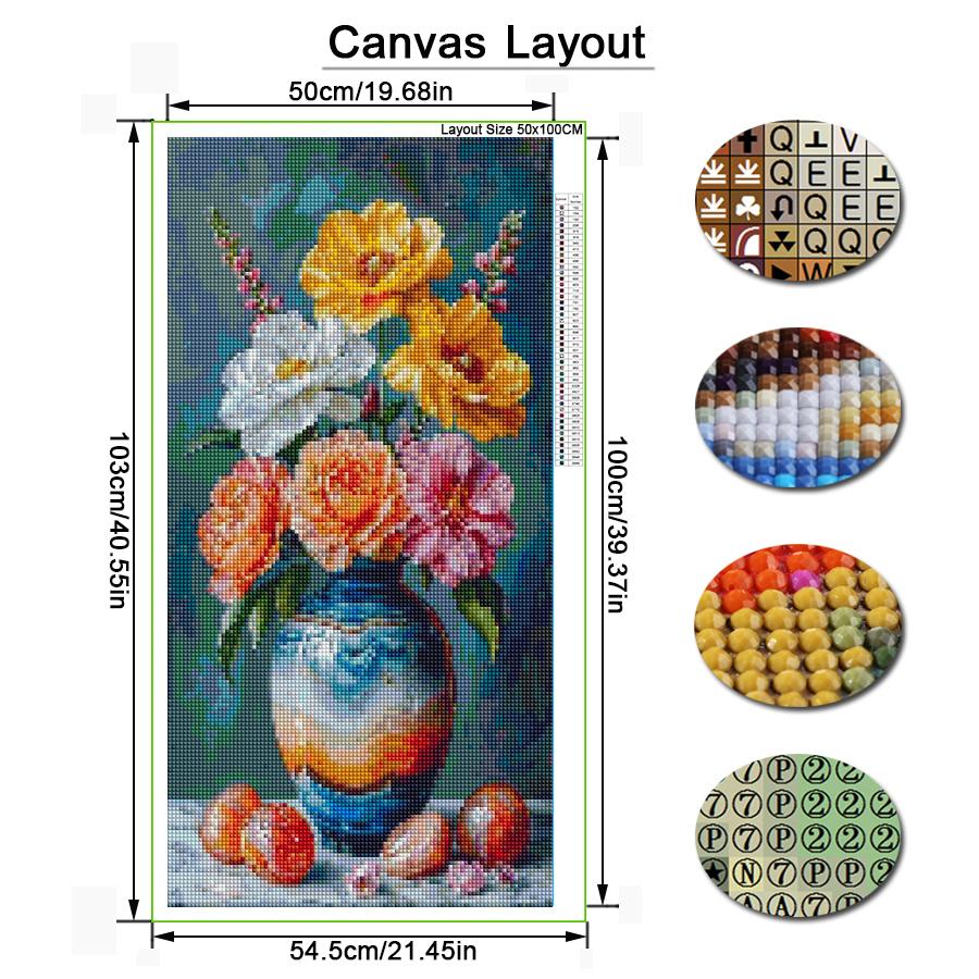 Großformatiges Diamond Painting Neue Kollektion Stillleben Blumenvase DIY Voll Quadratisch Runde Bohrer Strassstickerei Mosaik Kreuzstich-Sets