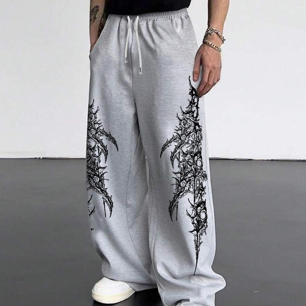Men's and Women's Summer Rock Fashion Fast Drying Running Fitness Casual Oversized Loose Printed Gothic Pants