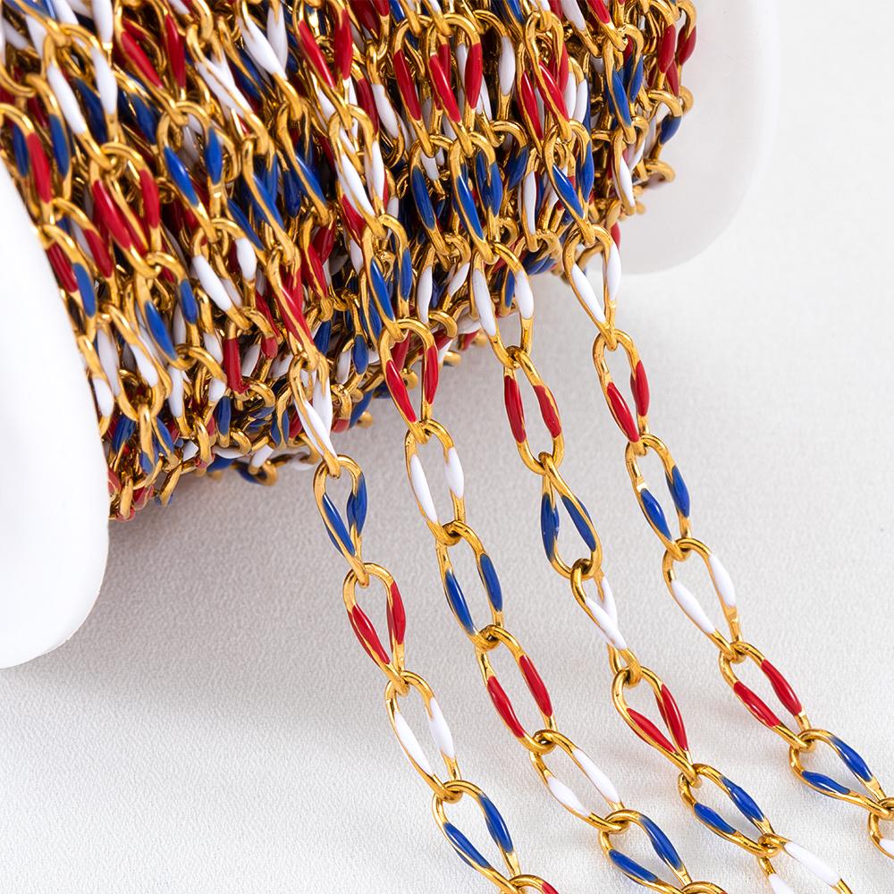1 Meter Emaille-Kordelkette Edelstahl-Seil Rolo-Glieder Körper Goldene Kette Gürtel für Schmuckherstellung DIY Halskette Armband Handwerk