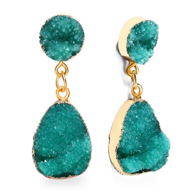 Retro cluster crystal stud earrings, candy-colored water drop earrings for women