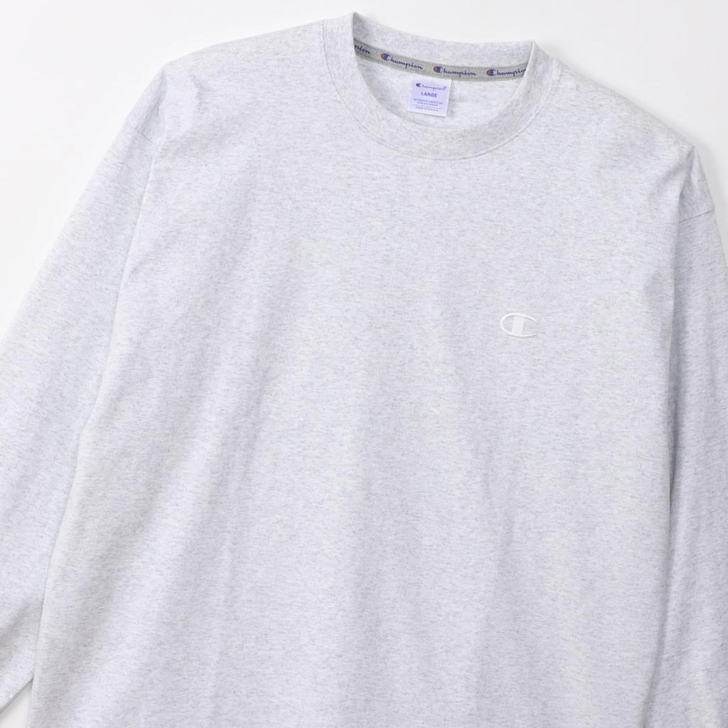 Champion Long Sleeve Crew Relax Logo T-Shirt, Neck, 100% Cotton, Fit, One-Point Embroidery, C3-V414-060-XL