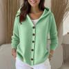 Ladies' Casual Stand Up Collar Knitted Sweater, Solid Color Button Casual Loose Sweater