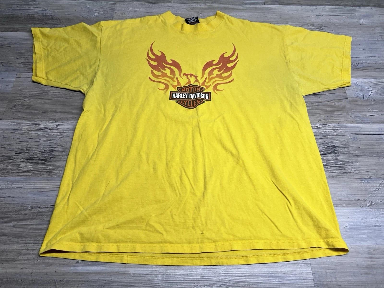 Vintage Harley Davidson T-Shirt Eagle Flames Sun Faded Gildners Michigan 2XL USA S