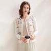 Damen Blumenmuster Langarm Seidenmischung Strick Cardigan