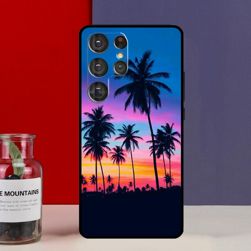 sunset palm trees Funda Case For Samsung Galaxy S25 Ultra S9 S10 S20 S21 FE S22 S23 Plus S24 Ultra Phone Cover