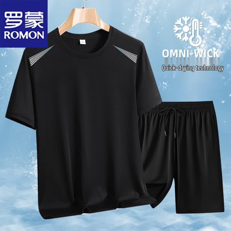 ROMON Men s Summer Casual Sportswear Set 2XL черный комплекта