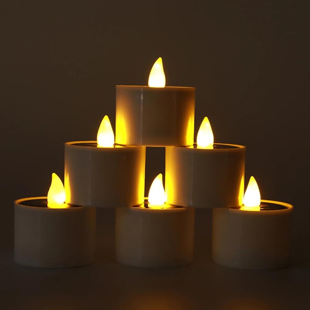 8pcs Solar Tea Light Led Candles Flameless Outdoor Waterproof Solar Tea Lights Rechargeable Candles for Party Garden Home Decor