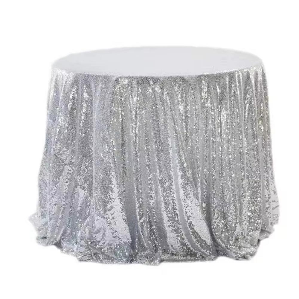 Polyester Sequin Tablecloth Solid Color Glitter Tablecloth Sparkling Table Cover  Wedding Birthday