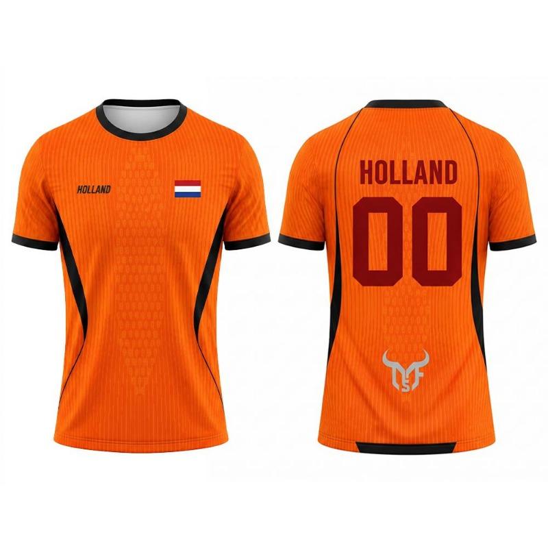 Netherlands Flag Football Jersey Outdoor Casual Breathable Short Sleeve Tops Summer Men Gym Sports Training Soccer T-shirt