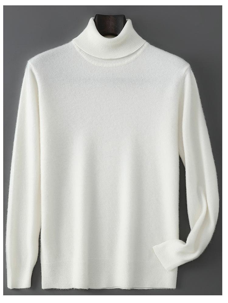 100% Pure Wool Men's High Neck Loose Knit Cashmere Sweater - Autumn/Winter Pullover Sweater