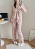 2023 Summer Women's Retro Floral Spaghetti Strap Long Pants Pajamas