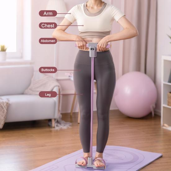Pedal Ankle Puller with Counter 4/6-Tube LED Display Resistance Band with Handle Elastic Yoga Sit-up Pull Men Women Pedal Tensioner