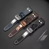 21 22mm Armband Retro Echtes Leder Nieten Armband Für IWC Big Pilot Spitfire Mark18 Vintage Braun Schwarz Blau Rindsleder Uhrenarmband