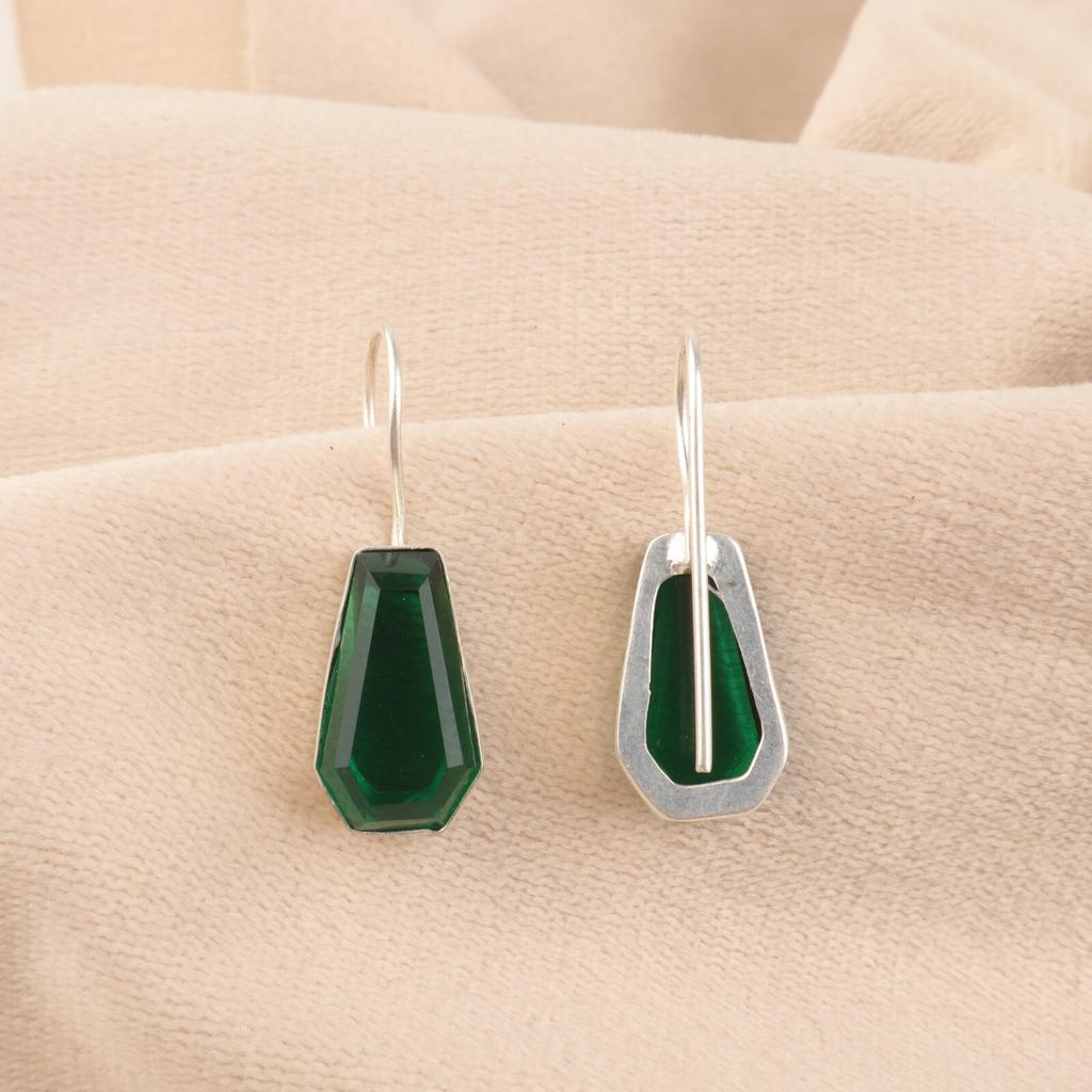 Chrome Diopside Gemstone 925 Sterling Silver Jewelry Handmade Hook Earrings1.26" EE-138-4