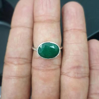 Grüner Smaragd 925 Sterlingsilber Ring Schmuck, Handgefertigter Smaragdring