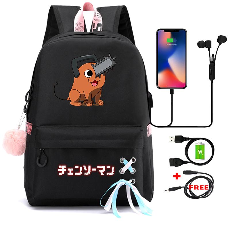 

Аниме-рюкзак с изображением бензопилы, милый мультфильм для начальной и средней школы, рюкзак Mochila Escolar, сумка для студентов