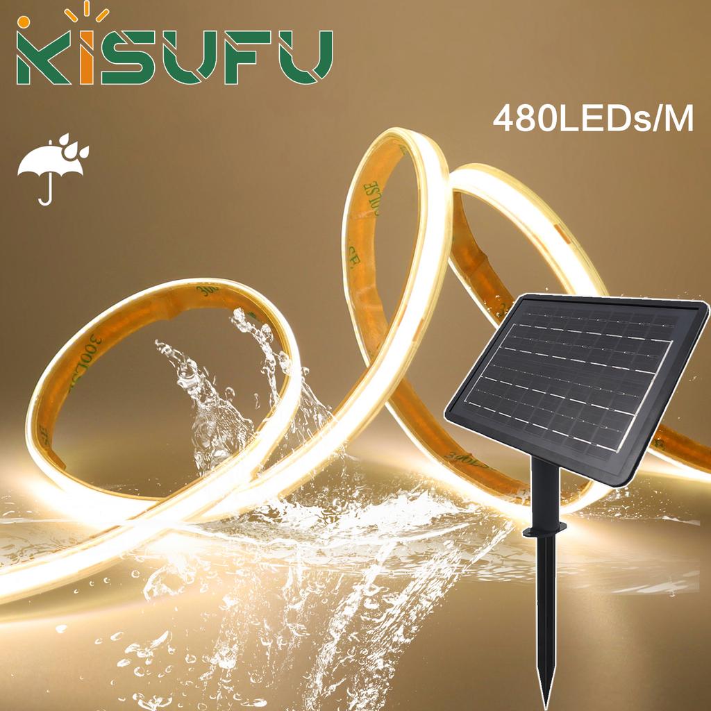 DC 24V 480 LEDs/m Solare COB LED Streifenlicht Außen Wasserdicht Warmes Natürliches Weiß Flexibles Klebeband RA90 Lineare Beleuchtung
