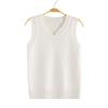 Gilet a V da Donna Maglia Moda Sottile Monocolore Casual Capo Esterno Lavorato a Maglia Senza Maniche Caldo Pullover Stile Preppy Semplice Canotta