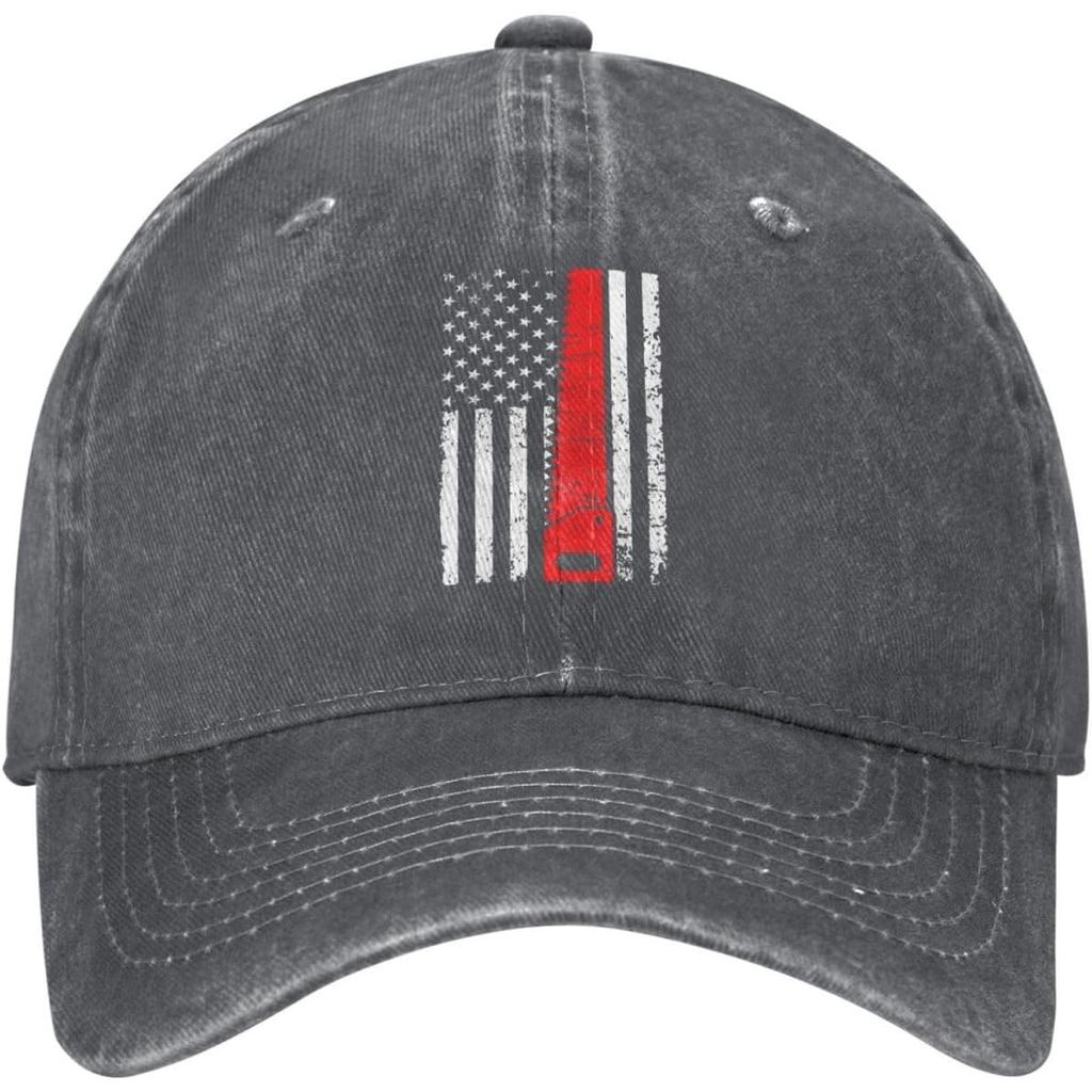 Thin Red Line American Flag Distressed Baseball Cap Vintage Washed Cotton Adjustable Dad Hat