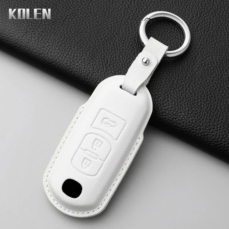 Leather Car Key Case Cover Shell For Mazda 2 3 6 Atenza Axela Demio Cx-5 Cx5 Cx-3 Cx3 Cx7 Cx-7 Cx-9 Cx9 Mx5 2 3 Buttons Keychain