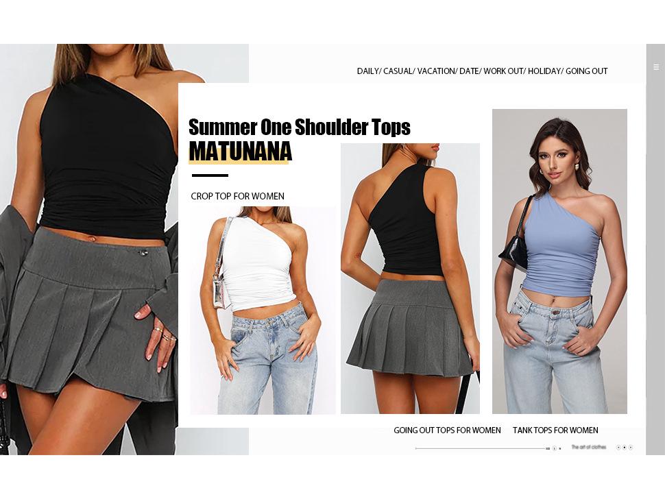Evropsko-americký crop top na jedno rameno: Letní šle pro ženy