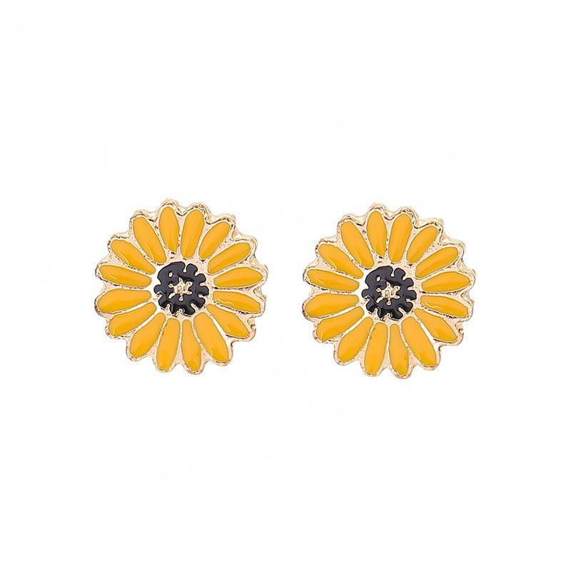 Thanksgiving Cartoon Oil Drip Sunflower Pumpkin Maple Leaf Set Stud Earrings Personalized Earrings
