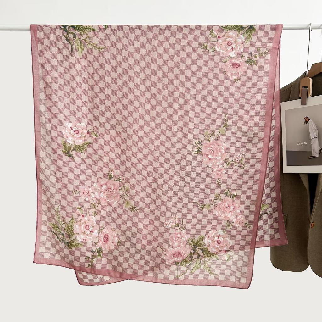 Korean Version Spring and Summer New Cotton and Linen Yarn Thin Silky Shawl Travel Sun Protection Beach Towel Women's Scarf Silk Scarf