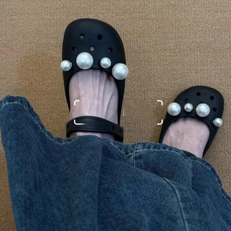 Pearl Bow & Polka Dot Shoe Charms Set, Elegant Black & White Floral Decorations with Rhinestone, Luxury Shoe Accessories