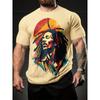 Men's Reggae Music Themed T-Shirt with Dreadlock Character Print - Breathable Fabric