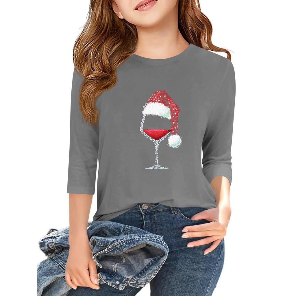 Children's 3/4 Sleeve Independence Day Printed Round Neck Casual T-shirt